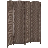 HOMCOM Folding Room Divider Screen 4 Panel 6' Tall Privacy Screen Freestanding Wood Partition for Home Office, Brown(m-11)