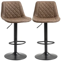 HOMCOM Adjustable Bar Stools Set of 2, Counter Height Barstools with Swivel Seat Steel Base for Kitchen, Dining Room, Dark Brown(m-11)