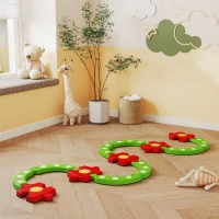 Qaba Kids Balance Beam Stepping Stones with Non-slip Surface for Kids 3-8, Build Coordination and Gross Motor Skills, Green(m-8)