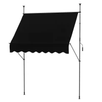 Outsunny 6.5' x 4' Manual Retractable Awning, Non-Screw Patio Awning, UV Resistant for Window or Door, Black(m-11)