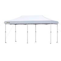 Outsunny 10'x20' Aluminum Pop Up Canopy Tent, Upgraded Thicker Tube Instant Party Tent with Wheeled Bag, 2-Level Adjustable, XL Large Ground Stakes for Events Patio Backyard(m-1)