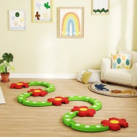 Qaba Kids Balance Beam Stepping Stones with Non-slip Surface for Kids 3-8, Build Coordination and Gross Motor Skills, Green(m-1)