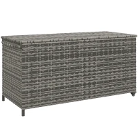Outsunny 83 Gallon Deck Box, Large Outdoor Storage Chest, PE Wicker Trunk for Outside on Wheels for Garden Tools, Pool Supplies & Patio Furniture Cushions, Gray(m-11)