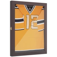 HOMCOM 28" x 35" UV-Resistant Sports Jersey Frame Display Case, Brown(m-11)