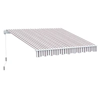 Outsunny 10' x 8' Retractable Awning, Patio Awnings, Sunshade Shelter w/ Manual Crank Handle, UV & Water-Resistant Fabric and Aluminum Frame for Deck, Balcony, Yard, Coffee Stripes(m-1)