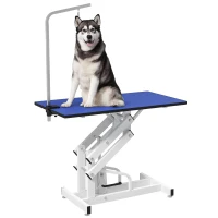 PawHut Pet Grooming Table, Height Adjustable Dog Grooming Table with Arm, Noose and Non-Slip Grooming Table, Blue(m-11)