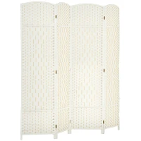 HOMCOM Folding Room Divider Screen 4 Panel 6' Tall Privacy Screen Freestanding Wood Partition for Home Office, White(m-11)