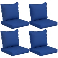 Outsunny 8 Patio Chair Cushions with Seat & Backrest, Fade Resistant Seat Replacement Cushion Set, Navy Blue(m-11)