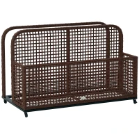 Outsunny Pool Float Storage, Pool Caddy, with Wheels, 43.25" L x 22.5" W x 28" H, Brown(m-11)