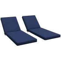 Outsunny 2-Piece Patio Chair Cushions with Backrests, Replacement Cushions for Outdoor Lounge Chair, Navy(m-11)