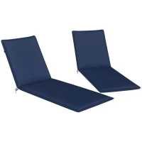 Outsunny Foldable Chaise Lounge Cushion Set of 2, Outdoor Lounge Chair Cushion Set, UPF50+ 200gsm Fabric, 76" x 23", Navy Blue(m-11)