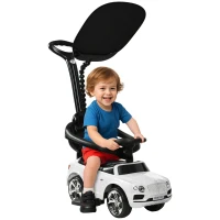 Qaba Bentley Bentayga Licensed Push Car, 3 in 1 Kids Ride on Car Foot to Floor w/ Music Horn, White(m-11)
