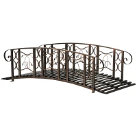 Outsunny 6' Metal Arch Backyard Garden Bridge with 660 lbs. Weight Capacity, Safety Siderails, Vine Motifs, Easy Assembly for Backyard Creek, Stream, Pond, Brown(m-1)