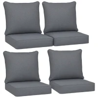 Outsunny 8 Patio Chair Cushions with Seat & Backrest, Fade Resistant Seat Replacement Cushion Set, Gray(m-11)
