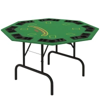 Soozier Foldable Poker Table Blackjack Texas Holdem Poker Game Table with Chips Tray & Cup Holders, 47" Octagon, Green(m-11)