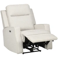 HOMCOM Electric Power Recliner, Wall Hugger Armchair with USB Charging Station, Sofa Recliner with Linen Upholstered Seat and Retractable Footrest, Cream White(m-11)