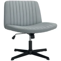 HOMCOM Criss Cross Chair, Wide Armless Office Chair, Fabric Computer Desk Chair with Adjustable Height, Gray(m-11)