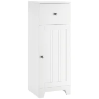 kleankin Short Bathroom Storage Cabinet, Cabinet Organizer with 1 Drawer and Adjustable Shelf for Living Room, White(m-1)