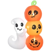HOMCOM 5ft Inflatable Halloween Ghost and Pumpkin, Blow Up LED  Display for Garden Indoor Outdoor(m-11)