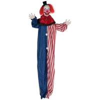 HOMCOM 6' Clown Animatronic, Life Size Outdoor Halloween Decoration with Motion Activated Sound & Light Up Eyes(m-11)