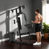 Soozier Multi-Exercise Home Gym Station with 99lbs Weight Stack, for for Back, Chest, Arms, Full Body Workout(m-8)