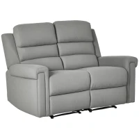 HOMCOM 2 Seater Recliner Sofa with Manual Pull Tab, Fabric Reclining Sofa, RV Couch, Home Seating, Gray(m-1)