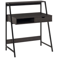 HOMCOM Home Office desk, Computer Desk for Small Spaces, Study Table with Drawer and Storage Shelves, Charcoal Gray