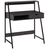 HOMCOM Home Office desk, Computer Desk for Small Spaces, Study Table with Drawer and Storage Shelves, Charcoal Gray(m-1)