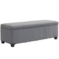 HOMCOM 47 Inches Storage Ottoman Bench, Foot Rest with Legs, End of Bed Bench, Corduroy Storage Chest for Living Room, Gray(m-11)