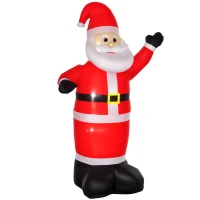 HOMCOM 8ft Inflatable Christmas Santa Claus Waving Hands, Blow-Up Outdoor LED Yard Display for Lawn Garden Party(m-2)