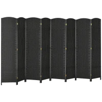 HOMCOM Folding Room Divider Screen 8 Panel 5.6 ' Tall Privacy Screen Freestanding Room Partition for Home Office, Black(m-11)