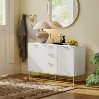 HOMCOM 47" Storage Cabinet with Doors, Adjustable Shelves, Metal Legs for Kitchen Storage, Home Use, White(m-12)