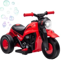 Qaba Ride On Motorcycle, 6V Ride on Bubble Car, 3 Wheeled Electric Motorcycle for Kids w/ LED Headlight, Music, Red(m-11)