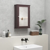 kleankin Bathroom Mirror Cabinet, Wall Mounted Medicine Cabinet with Door and Shelves, Dark Brown(m-9)