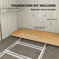 Outsunny 5'x7' Lean to Galvanized Metal Shed with Foundation, Garden Tool Storage House w/ Sliding Door and 2 Vents, Light Grey(m-6)