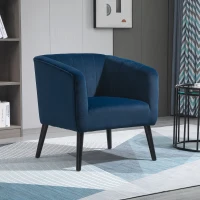 HOMCOM Luxury Velvet Fabric Accent Armchair with Thick Padding, High Armrests, and Channel Tufting, Blue(m-10)
