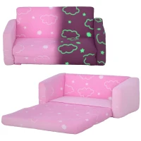 Qaba Couch with Glow in the Dark Cloud Pattern, Washable Cover, Pink(m-11)