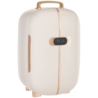 HOMCOM Portable Skincare Fridge with LED Display, 12L Mini Fridge for Beauty, Makeup and Cosmetics, Small Refrigerator Cooler for Bedroom, Home Office, Desktop, White(m-1)