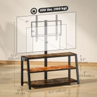 HOMCOM TV Stand with Mount and Power Outlet, Swivel TV Stand Mount with LED Lights for 32-70 Inch TVs for Living Room, Bedroom(m-3)