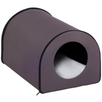 PawHut Dome Heated Cat House Portable and Waterproof Pet Shelter for Kitty in Winter, Brown(m-1)