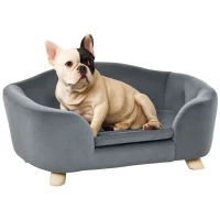 PawHut Miniature Dog / Cat Couch w/ Washable and Removable Cushion, Waterproof Cover, Gray(m-11)