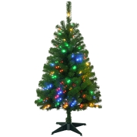 HOMCOM 4' Artificial Prelit Christmas Trees with Warm White or Colorful LED Lights, Auto Open
