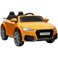 Aosom 6V Kids Electric Ride On Car, Licensed Audi TT RS with Suspension System and Remote Control, Horn, 5 Songs, Lights, MP3 Player - Yellow(m-1)