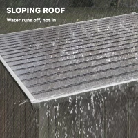 Outsunny 5'x7' Lean to Galvanized Metal Shed with Foundation, Garden Tool Storage House w/ Sliding Door and 2 Vents, Light Grey(m-7)