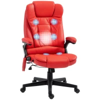 HOMCOM Massage Office Chair, Heated Reclining Computer Chair with 6 Vibration Points, Armrest and Remote, Red(m-1)