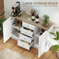 HOMCOM Country Style Sideboard Buffet Cabinet, Coffee Bar Cabinet with Adjustable Shelf, 2 Shaker Doors and 4 Drawers, White(m-4)
