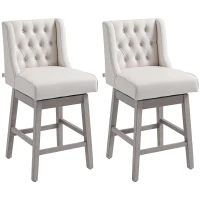 HOMCOM Swivel Bar Stools Set of 2, 27" Counter Height Stools with Linen Upholstery and Button Tufted Design for Kitchen(m-11)