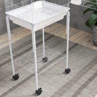 PawHut 49" Rolling Bird Cage Cockatoo House Play Top Finch Pet Supply with Storage Shelf, Wheels - White(m-10)