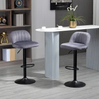 HOMCOM Adjustable Bar Stools Set of 2, Grey(m-10)