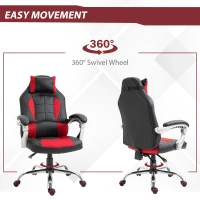 HOMCOM High Back Office Chair, Executive Racing Gaming Chair, Adjustable Recliner with Removable Headrest Pillow for Office, Black and Red(m-5)
